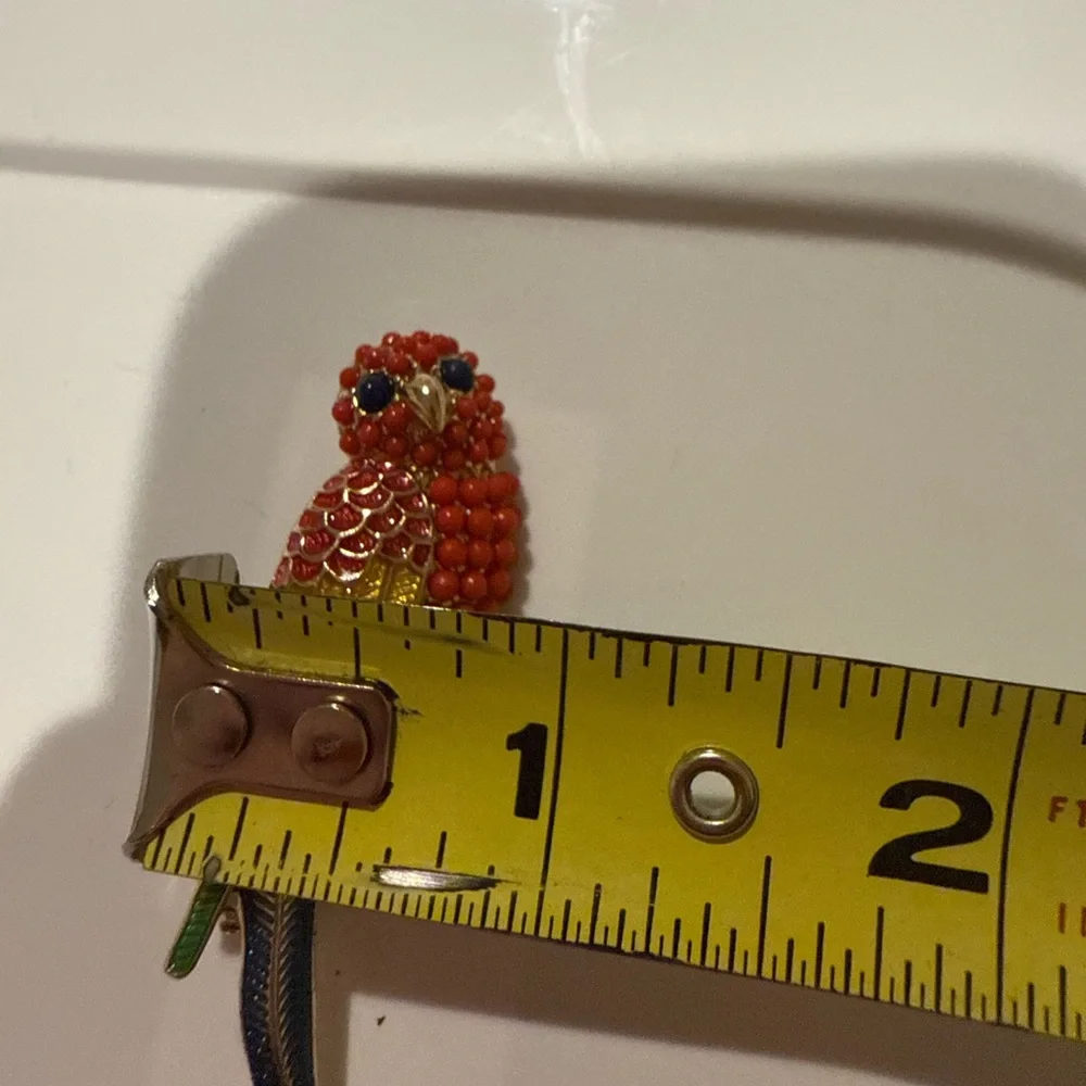Vibrant Parrot Bird Brooch with Gold Accents